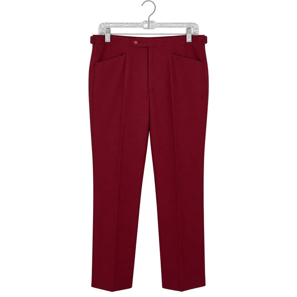 Vintage Sansabelt Jaymar Slacks Men 38 Burgundy Red Flat Front Dress Pants Golf